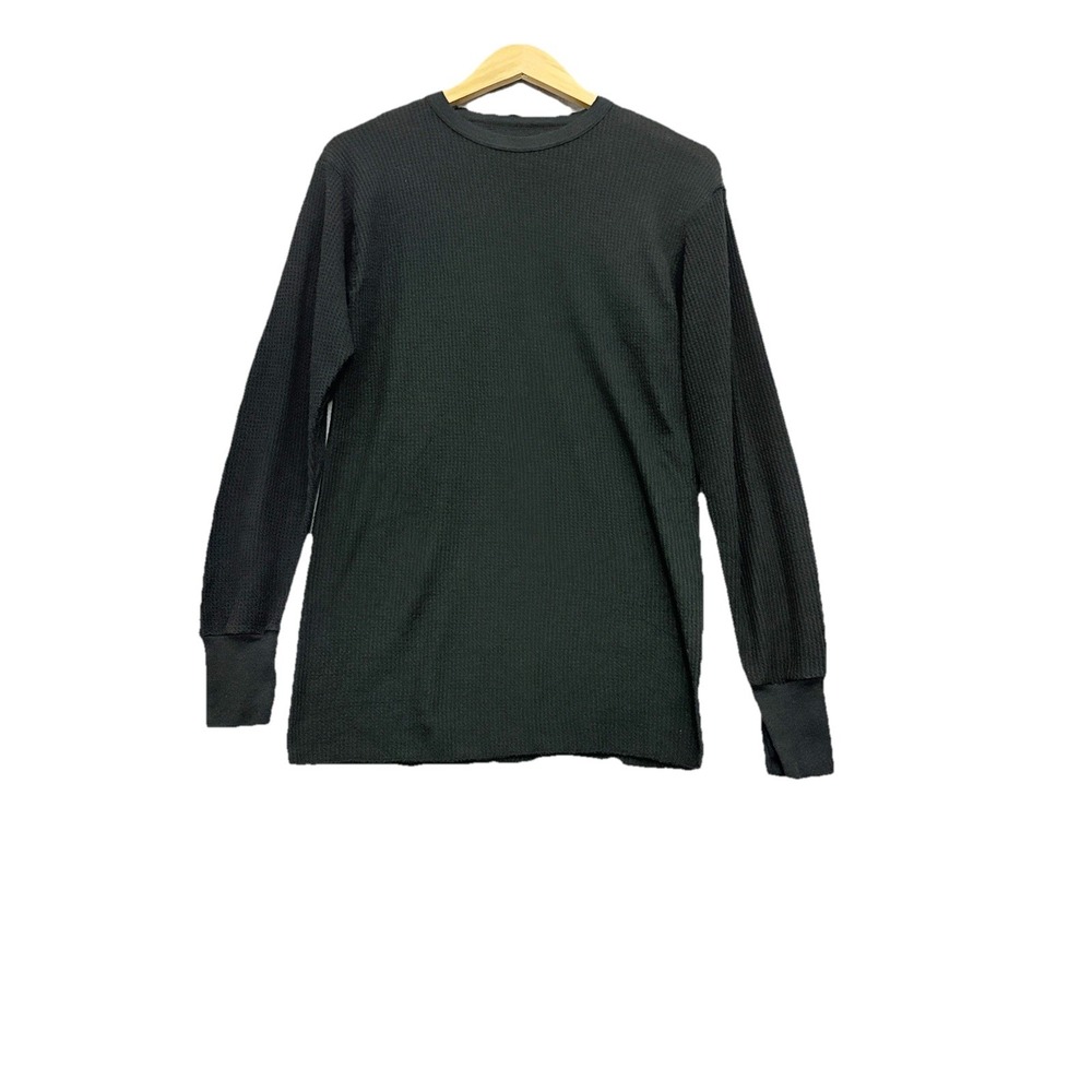 Indera Shirt‎ Mens Sz XL Black Thermal Baselayer Waffle Knit Y2K Winter Outdoo